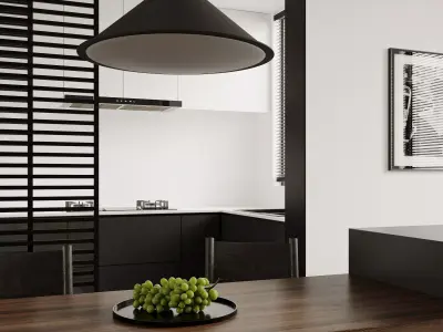 Modern living room dining room interior scenes 340 3D model
