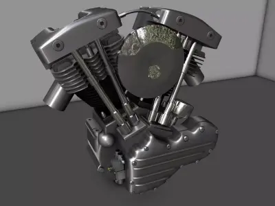 Harley Shovelhead Motorcycle Engine 3D model