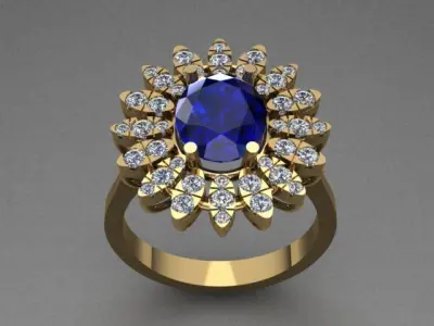 Luxury Sapphire Diamond Ring  3D print model