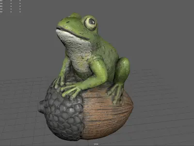 Frog On Acorn Low-poly 3D model