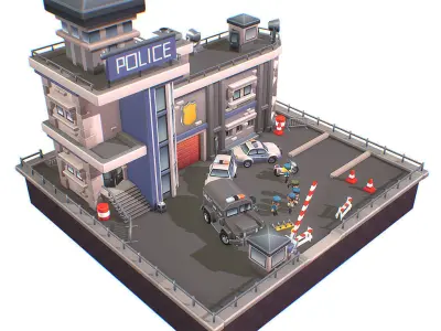 Police Station - Proto Series Low-poly 3D model
