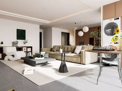 Modern living room 3D model  3D model