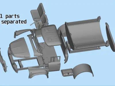  All parts are separated Truck ZIL 130 Printable Body Soviet Car 3D print model