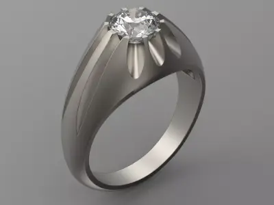 Vintage solitaire ring with diamond  3D print model