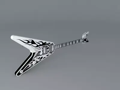 Michael Schenker singnature flame v guitar Free 3D model