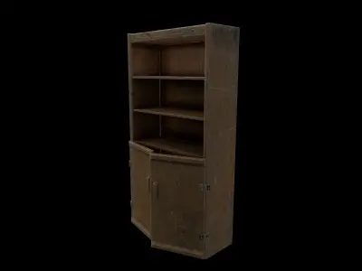 Showcase Game Ready PBR wooden bookcase Low-poly 3D model