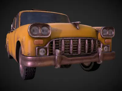 Old Taxi Cab 1980 Low-poly 3D model