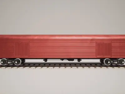 Animated game-ready Boxcar Low-poly 3D model