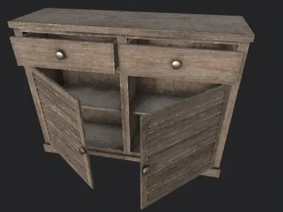 Wood Cabinet 1 PBR Low-poly 3D model