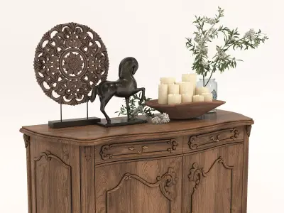 Classic European style Cabinet and Decoration 4 3D model