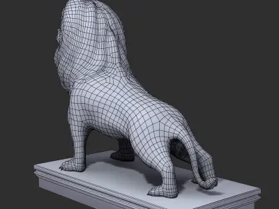 Lion Statue Low-poly 3D model