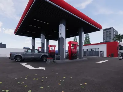 GAS STATION Low-poly 3D model