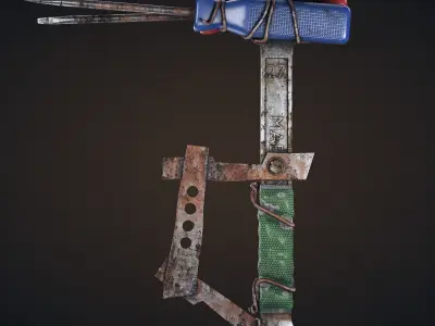 Hand Made Melee Gun Free low-poly 3D model