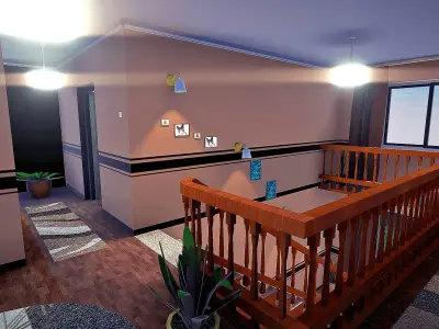 Realistic House Interior and Exterior Low-poly 3D model