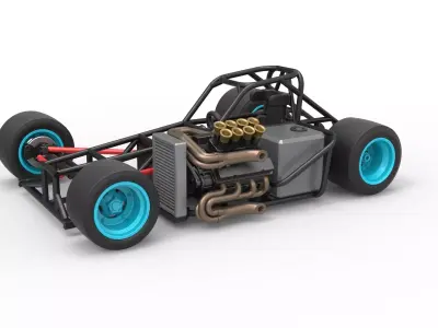 Supermodified front engine race car Base V2 Scale 1 to 25 3D print model