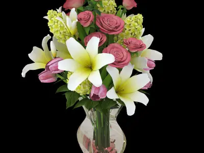 Lily and roses 3D model