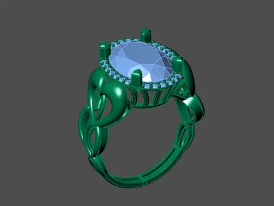Womens Rings With Stone Ring Ready STL 3DM Models Rings women 3D print model 35