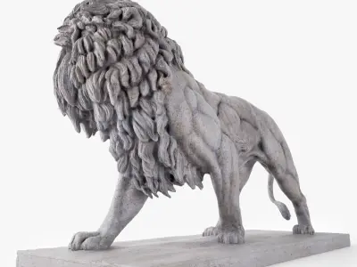 Stone Lion Statue 3D model