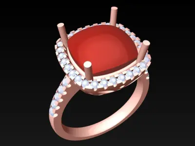 Square Stone Rings - Womens Rings - N417312 3D print model