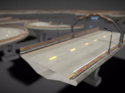 Modular Road Pack 3D Low-poly 3D model