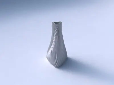 Vase grounded triangle with wavy extruded lines 3 3D print model