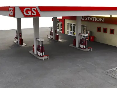 Gas Station Low-poly 3D model 6