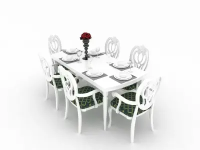 table dining and chairs 3D model get