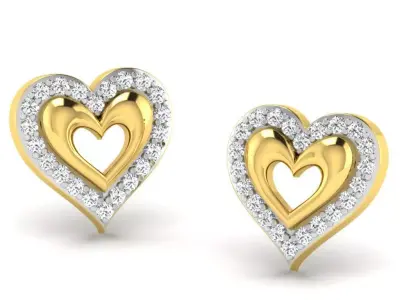 Solitaire Women Heart Earring 3D print model