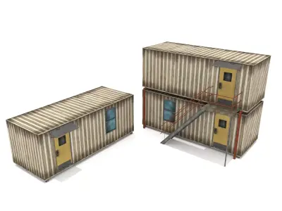 Cabin Containers - White Low-poly 3D model