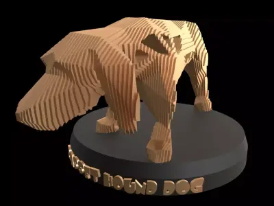 Parametric V Asia Basset Hound Dog Low-poly 3D model