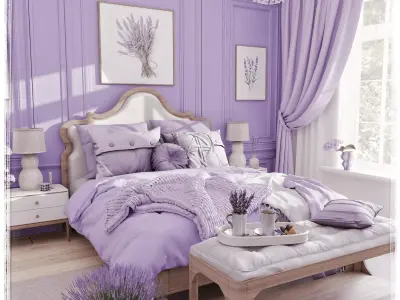 Lavender Bedroom Blender Scene 3D model
