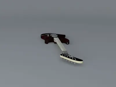 Plaid painted guitar  Free 3D model