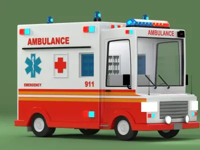 Ambulance Low-poly 3D model