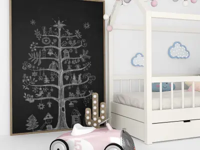 Bed - house with accessories for children 3D model