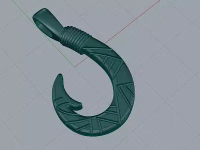 Hook Pendant Elegant Jewelry Gold 3D print model