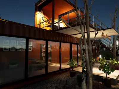 Shipping Container Restaurant 3D model