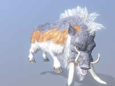 Wild Warthog Domestic Pig Eating Png Fbx 3D model