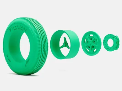 15x7 Kidney Bean Wheel Firestone 890-15 Tire 3D print model