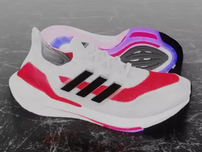 ADIDAS ULTRA BOOST 2021 - RED 3D SHOES Low-poly 3D model