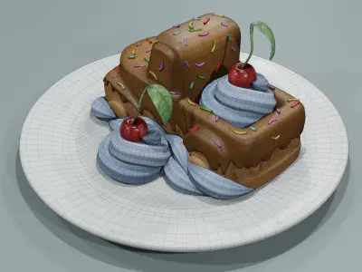 Chocolate dessert Low-poly 3D model