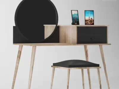 chair and table Low-poly 3D model