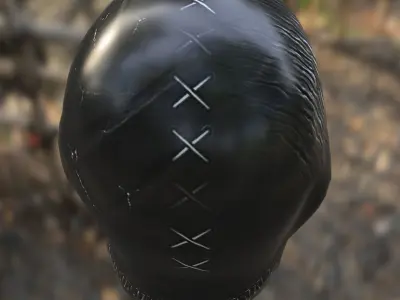 Stitched Leather Hood Mask balaclava 3D model