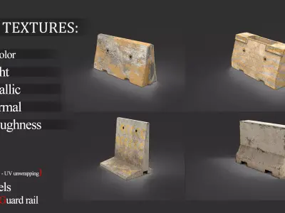 concrete guard rail Low-poly 3D model