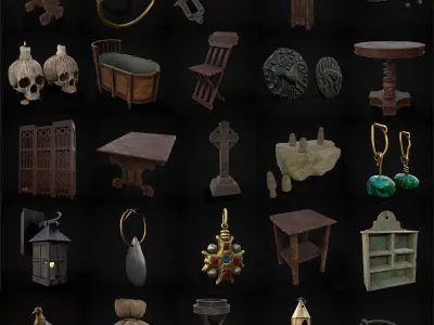 Medieval Prop Mix Thirty One 3D Model Collection