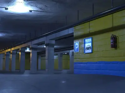 Japanese Parking Lot 3D model