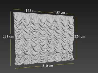 Marvelous Designer and 3DS Max Curtains01 Variation Bigger 3D model