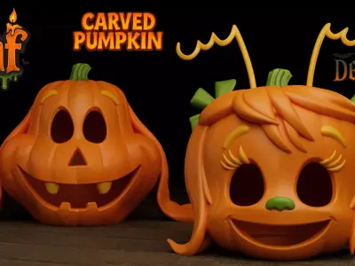 Max and Cindy Lou Who Pumpkins  3D Printable Halloween 3D Model Collection