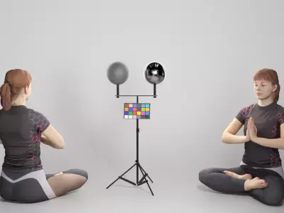 Beautiful young woman in lotus pose 307 Low-poly 3D model