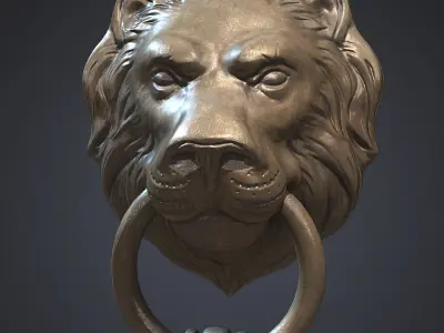 Lion Head Door Knocker Low-poly 3D model