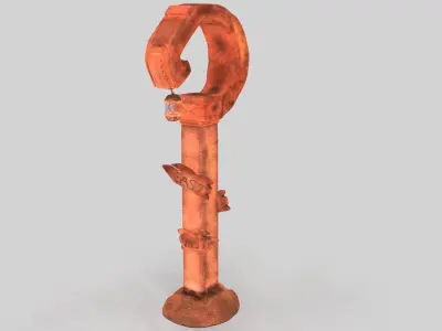 Medieval wooden direction sign Low-poly 3D model